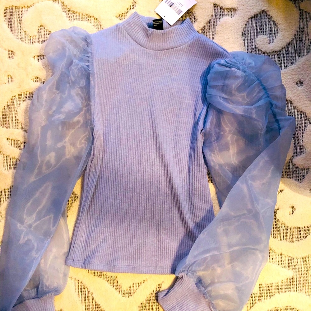 Size small puff sleeve organza top